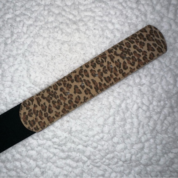 VTG Y2K leopard print black microsuede belt vintage made in USA size PM medium - Picture 5 of 9